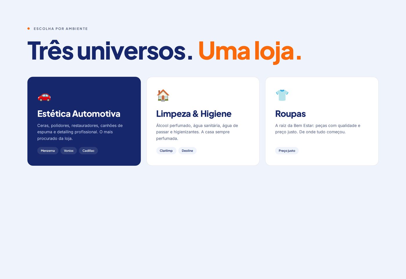 Bem Estar Car Care — Seções