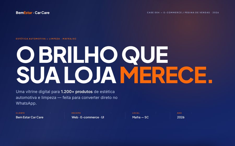 Bem Estar Car Care — case de web design