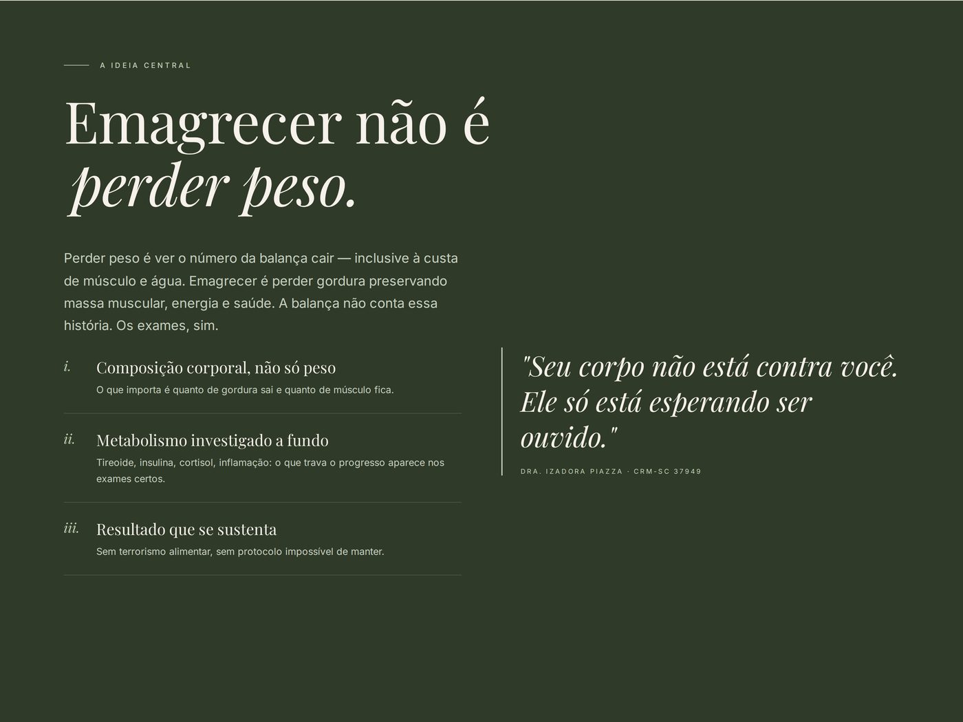 Dra. Izadora Piazza — Seções