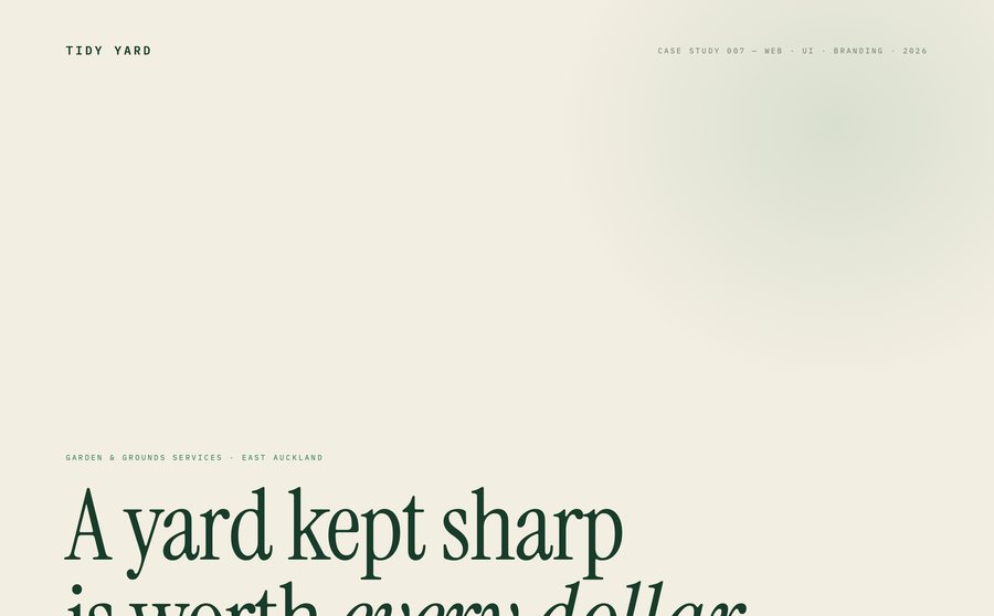 Tidy Yard — case de web design